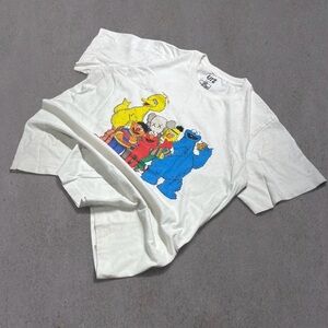 Sesame Street White Graphic Mens T-Shirt